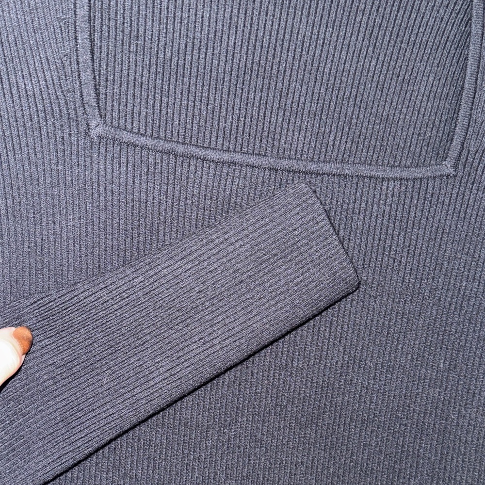 Open Edit Black Ribbed Knit Top - Picture 3 of 4